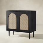 Norbert Rattan-Highboard mit 2 Türen und Einlegeböden
