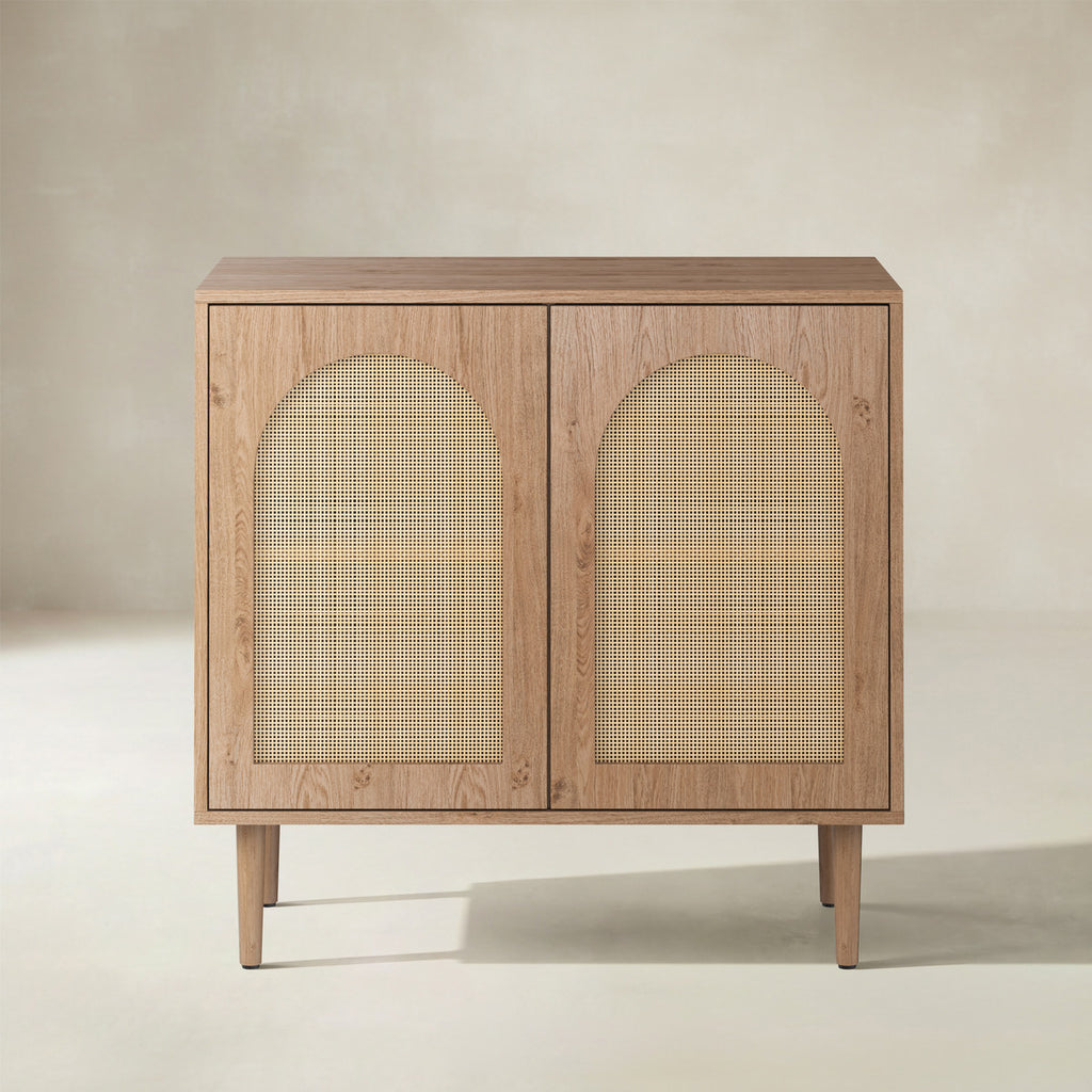 Norbert Rattan-Highboard mit 2 Türen und Einlegeböden