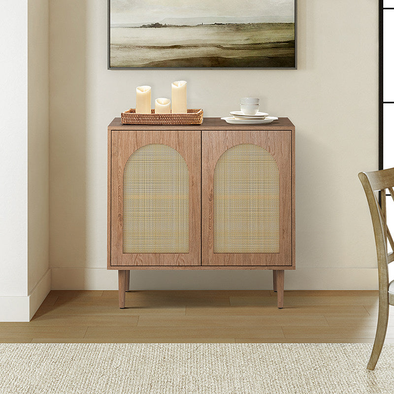Norbert Rattan-Highboard mit 2 Türen und Einlegeböden