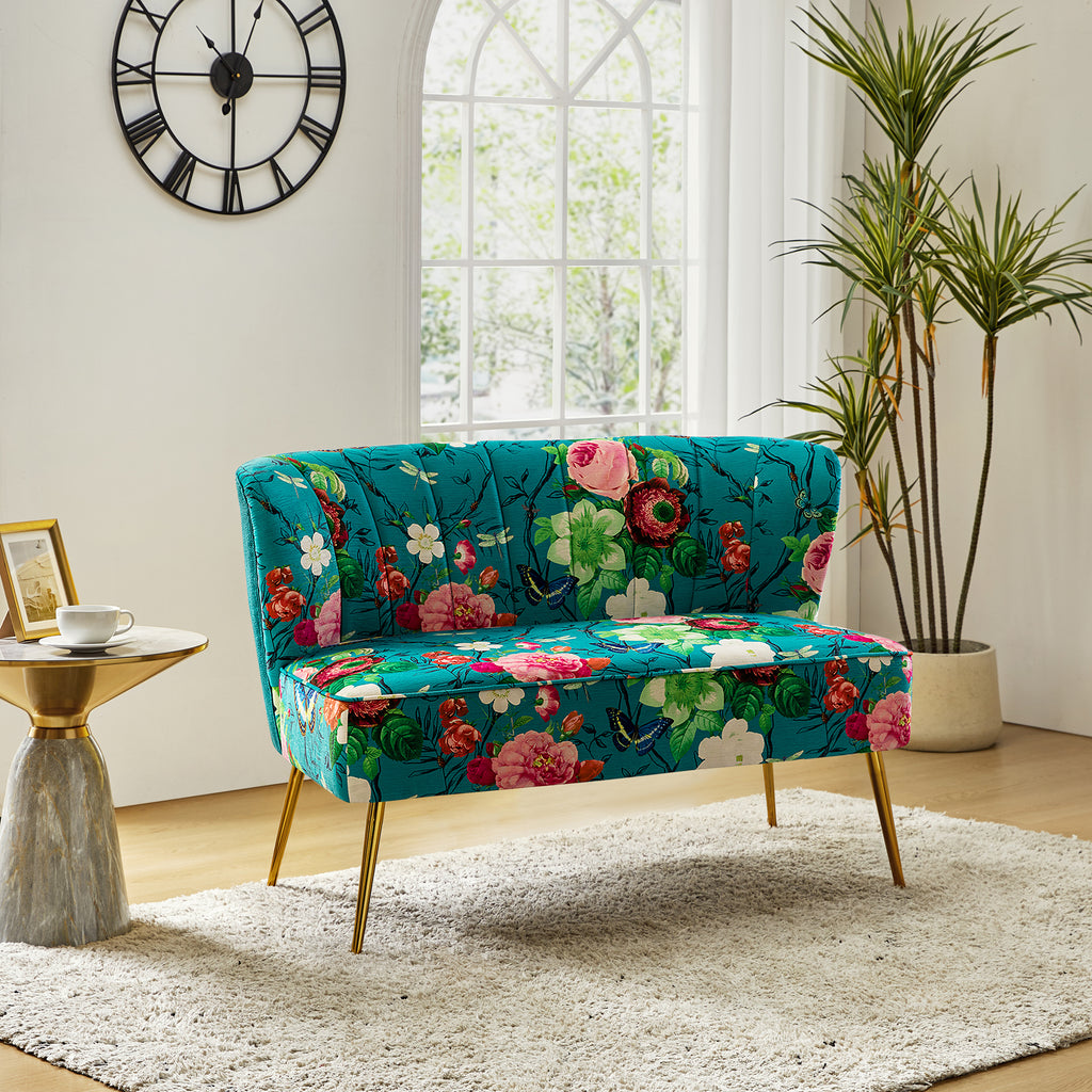 Coraline 2-Sitzer-Sofa mit Blumenmuster und Knopfheftung