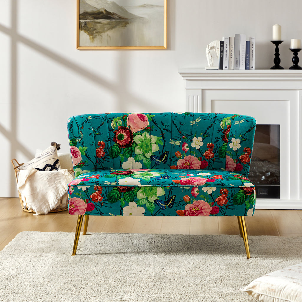 Coraline 2-Sitzer-Sofa mit Blumenmuster und Knopfheftung
