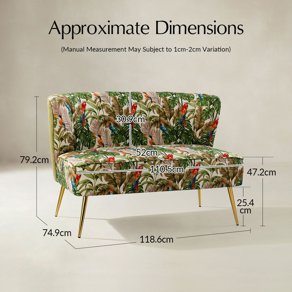 Coraline 2-Sitzer-Sofa mit Blumenmuster und Knopfheftung