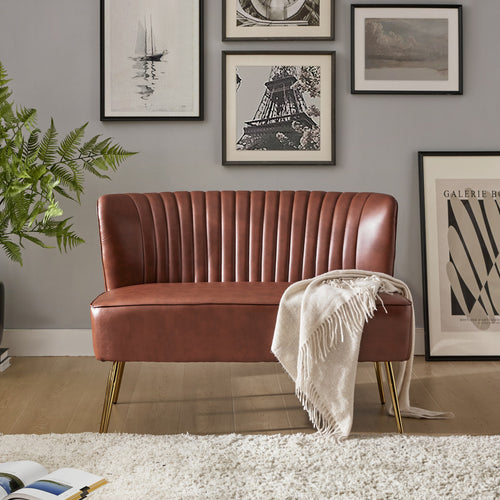 Agnes 2-Sitzer-Sofa aus veganem Leder mit Knopfheftung