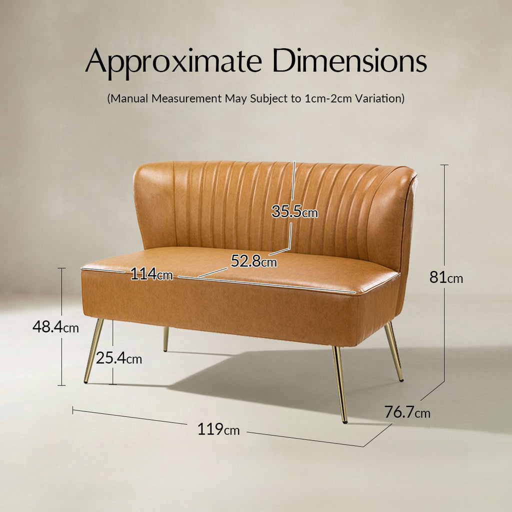 Agnes 2-Sitzer-Sofa aus veganem Leder mit Knopfheftung