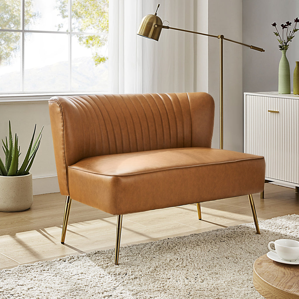 Agnes 2-Sitzer-Sofa aus veganem Leder mit Knopfheftung