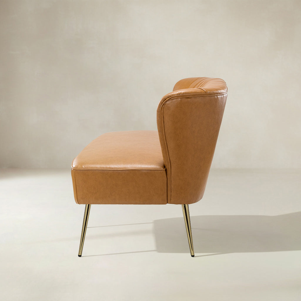 Agnes 2-Sitzer-Sofa aus veganem Leder mit Knopfheftung