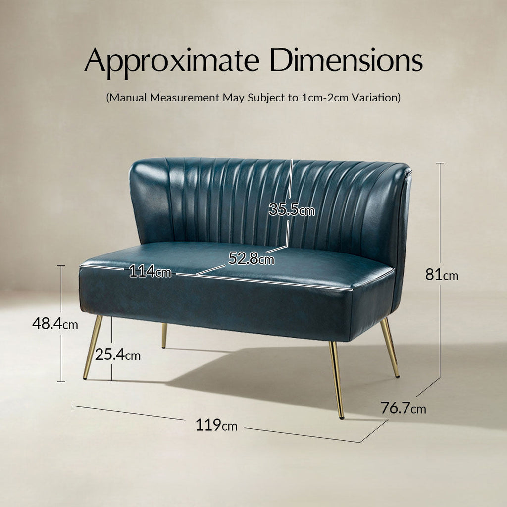 Agnes 2-Sitzer-Sofa aus veganem Leder mit Knopfheftung