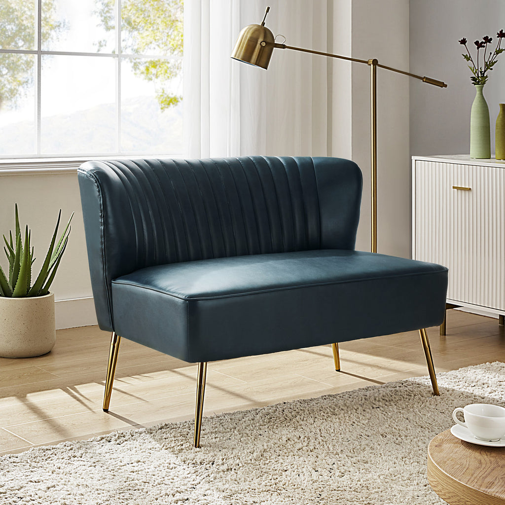 Agnes 2-Sitzer-Sofa aus veganem Leder mit Knopfheftung