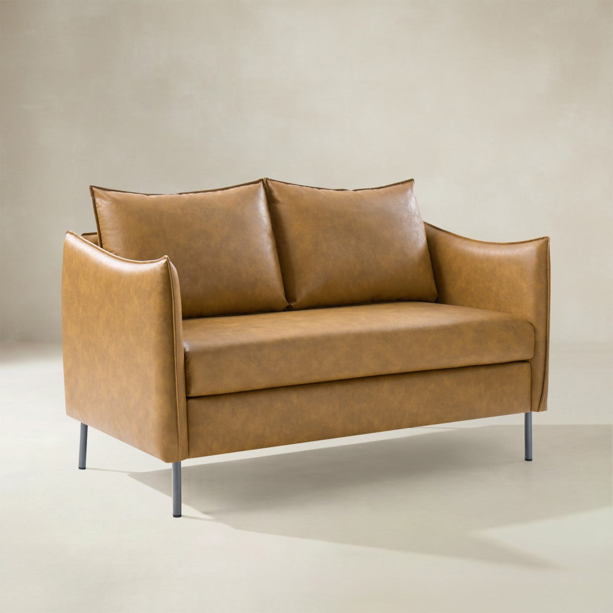Vic 2-Sitzer-Sofa im Industrie-Stil aus Stoff mit schwarzen Metallbeinen