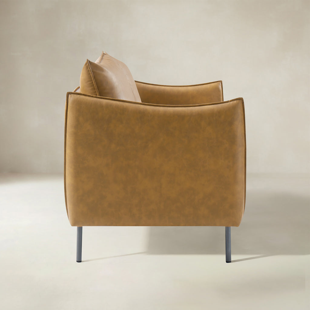 Vic 2-Sitzer-Sofa im Industrie-Stil aus Stoff mit schwarzen Metallbeinen
