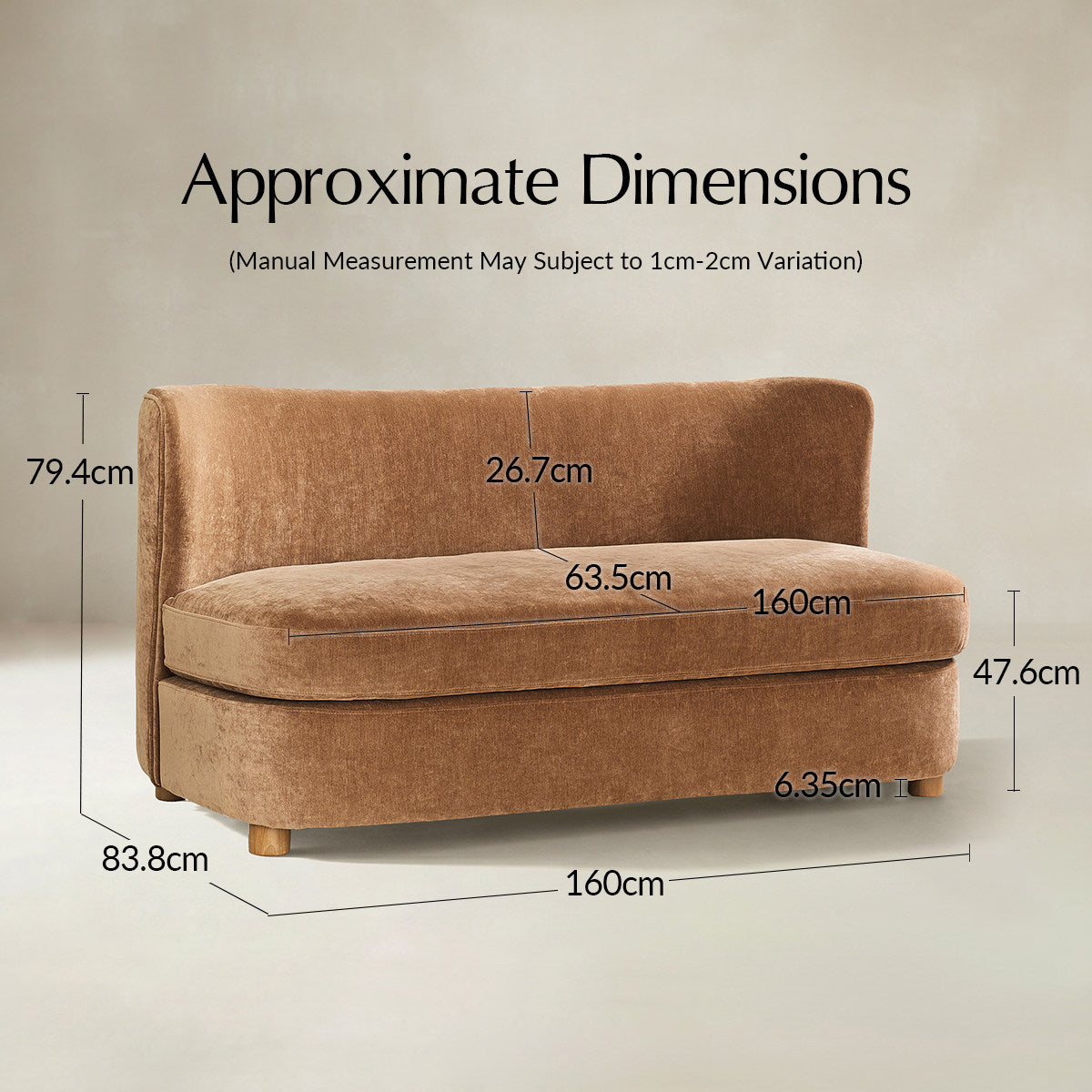 Rod Modernes 2-Sitzer-Sofa mit geschwungener Silhouette