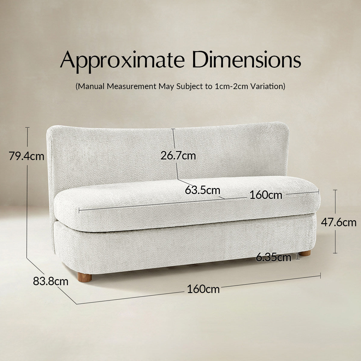 Rod Modernes 2-Sitzer-Sofa mit geschwungener Silhouette
