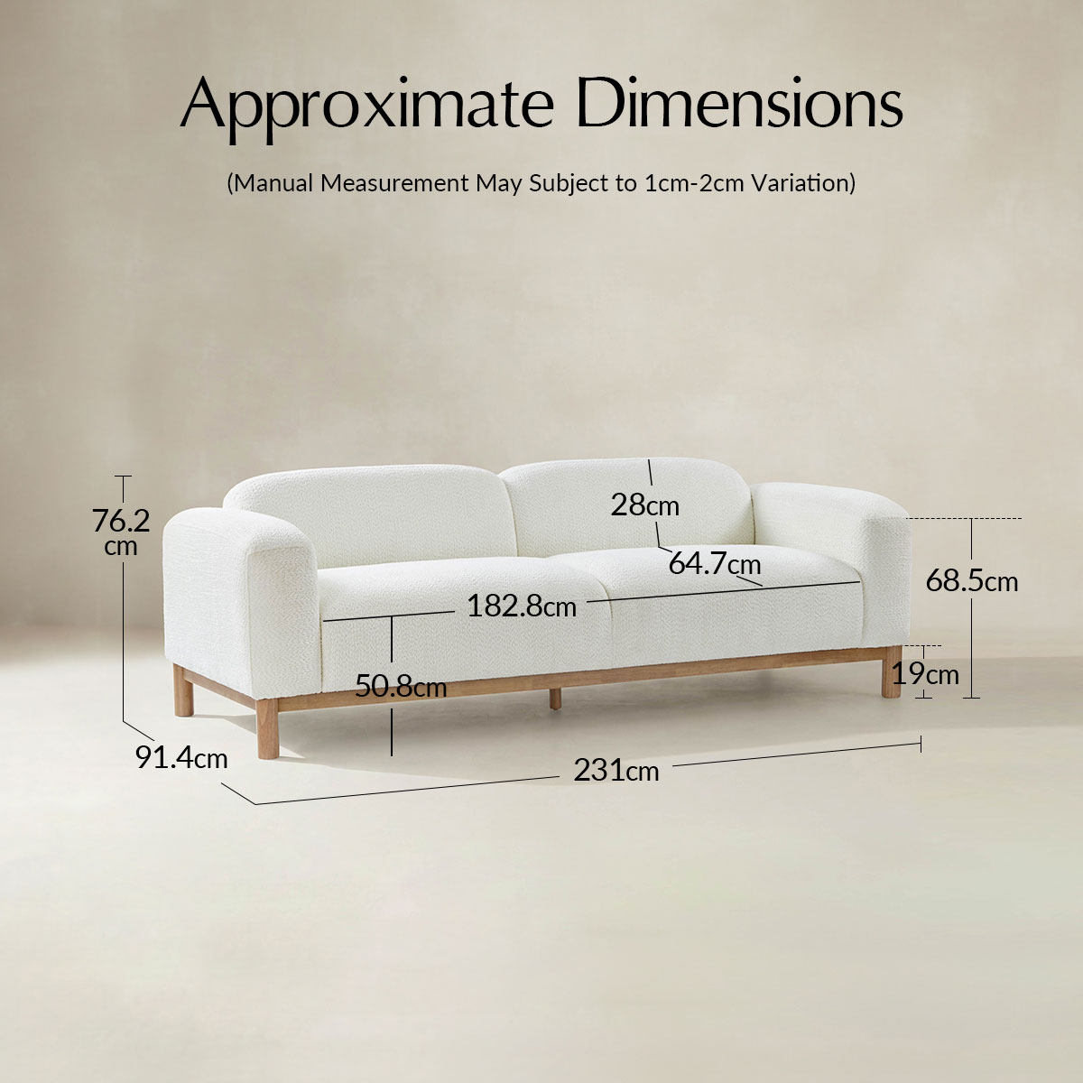 Diego Modernes Sofa mit niedrigem Profil und tiefer Polstersitzfläche