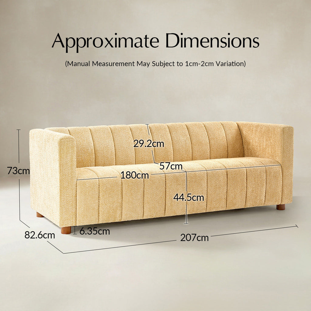 Botham Bouclé Sofa mit verdeckten flachen Beinen