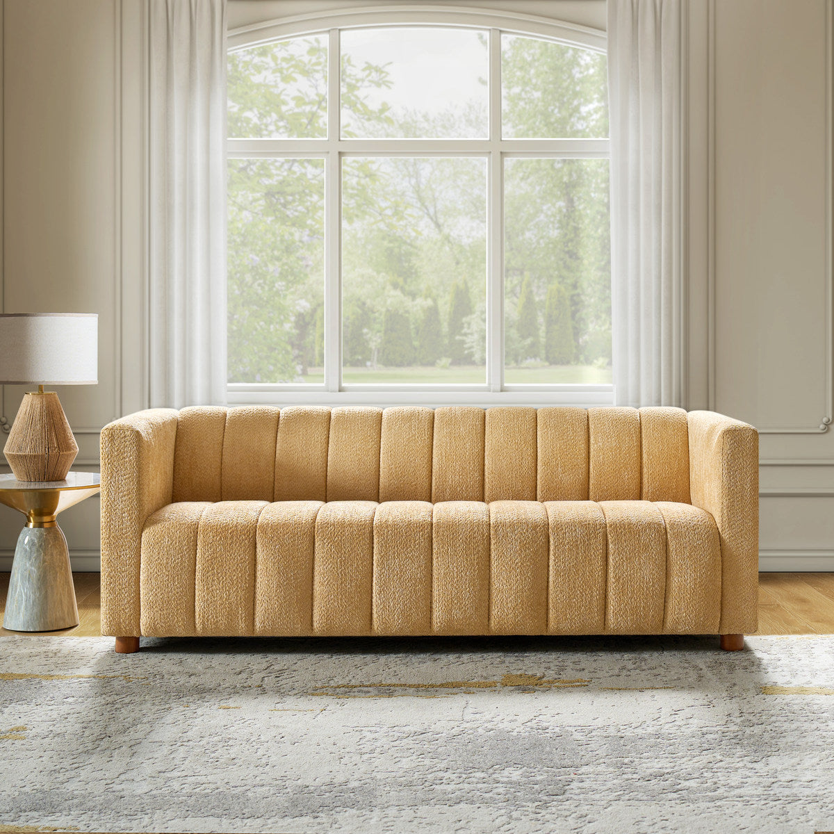 Botham Bouclé Sofa mit verdeckten flachen Beinen