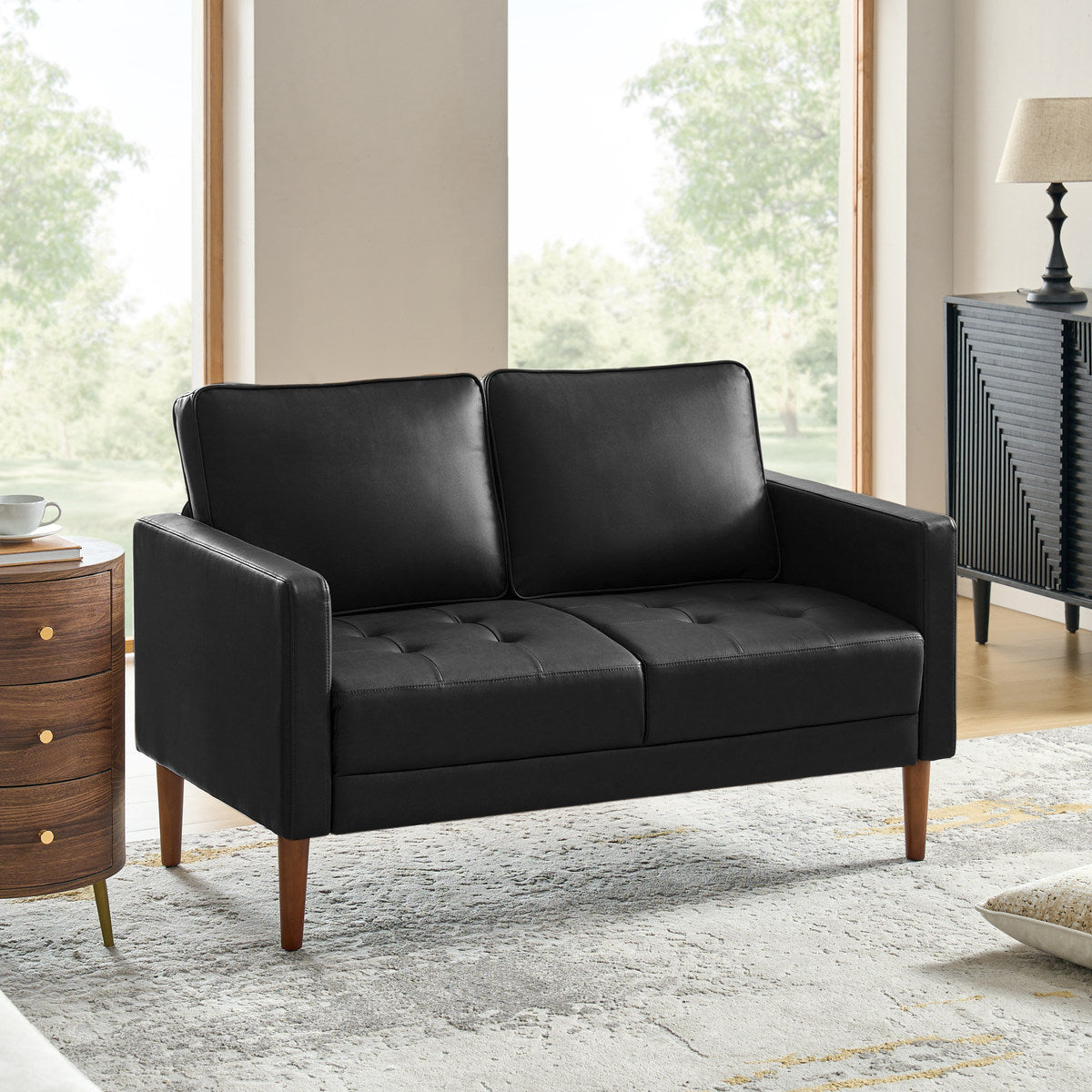 Eleutheria Mid-Century Zweisitzer-Sofa mit Knopfheftung