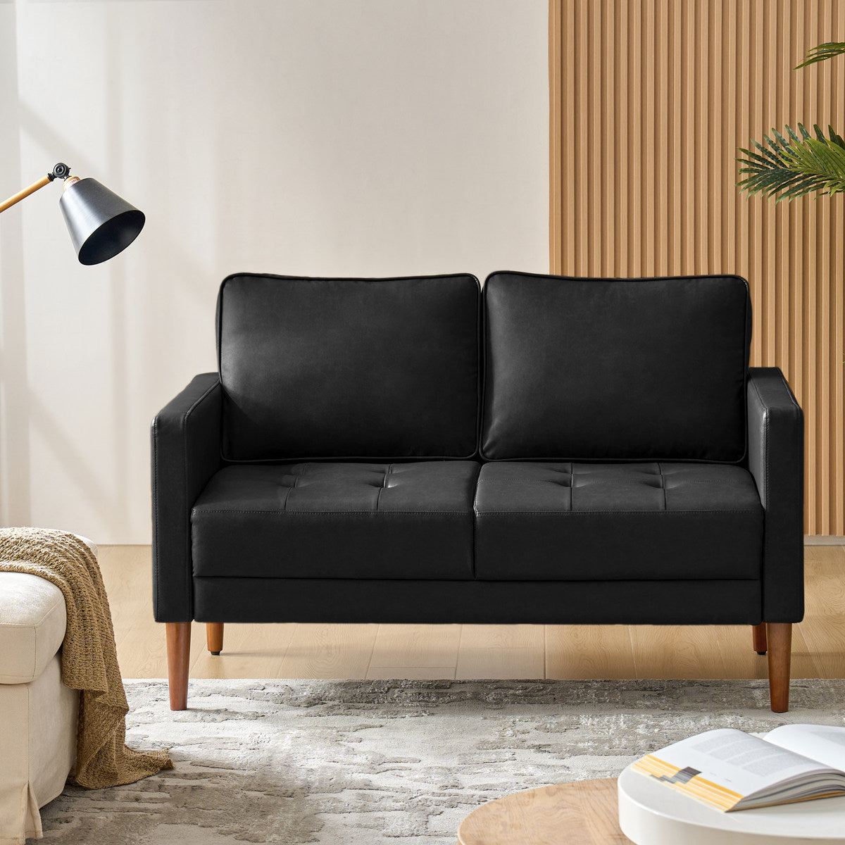 Eleutheria Mid-Century Zweisitzer-Sofa mit Knopfheftung