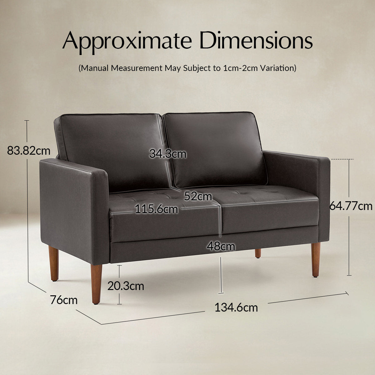 Eleutheria Mid-Century Zweisitzer-Sofa mit Knopfheftung