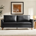 Lira Mid-Century 2-Sitzer aus veganem Leder mit Massivholzbeinen