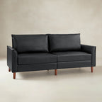 Lira Mid-Century 2-Sitzer aus veganem Leder mit Massivholzbeinen