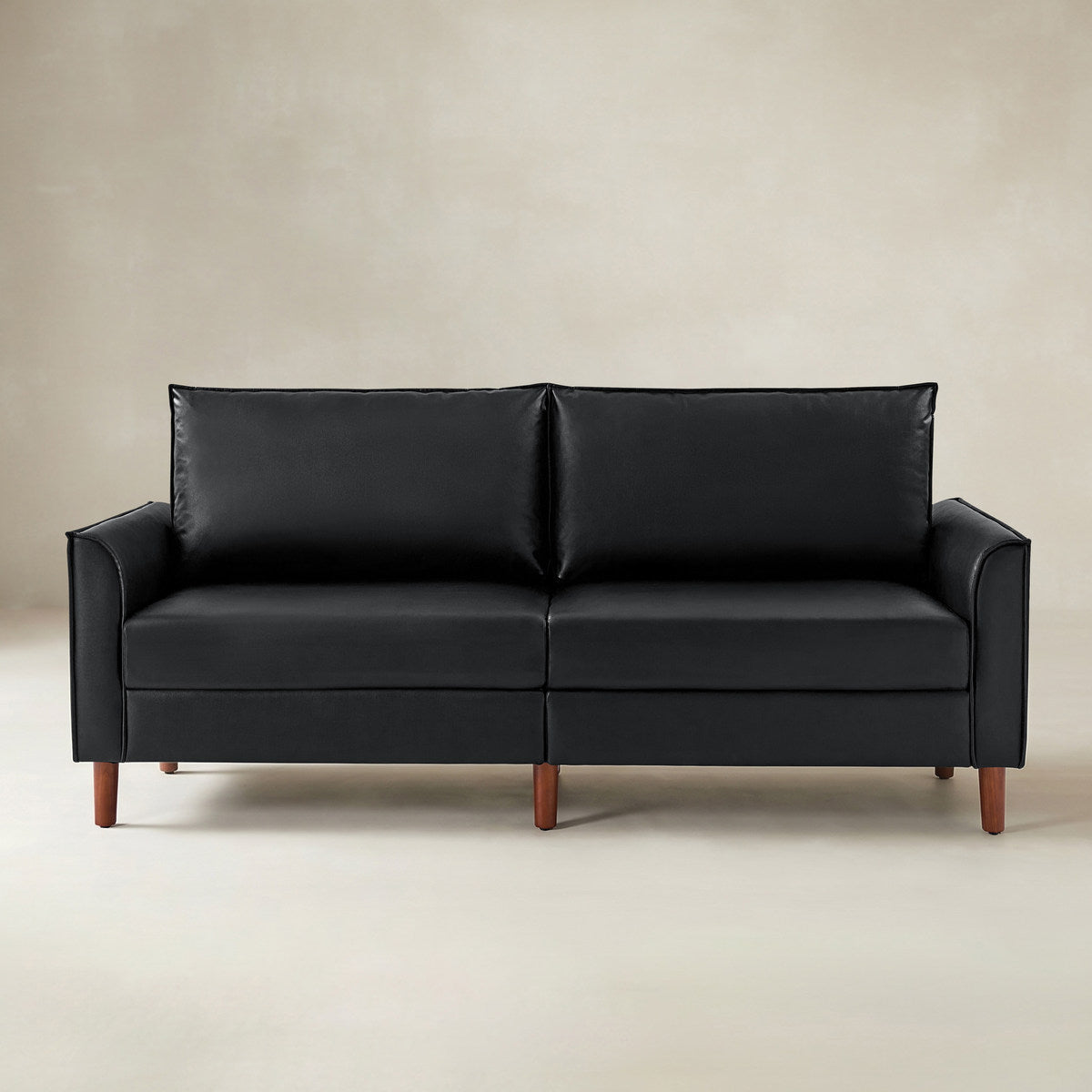 Lira Mid-Century 2-Sitzer aus veganem Leder mit Massivholzbeinen