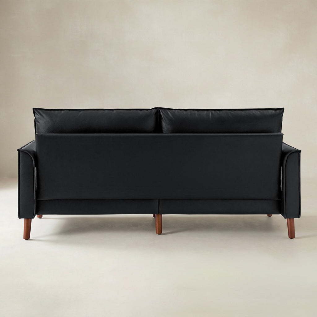 Lira Mid-Century 2-Sitzer aus veganem Leder mit Massivholzbeinen