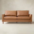 Lira Mid-Century 2-Sitzer aus veganem Leder mit Massivholzbeinen