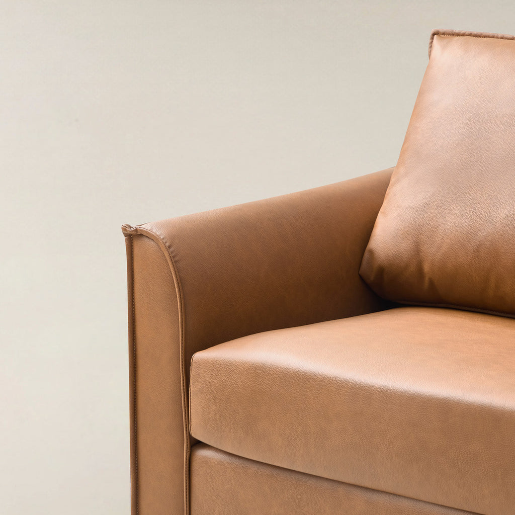 Lira Mid-Century 2-Sitzer aus veganem Leder mit Massivholzbeinen
