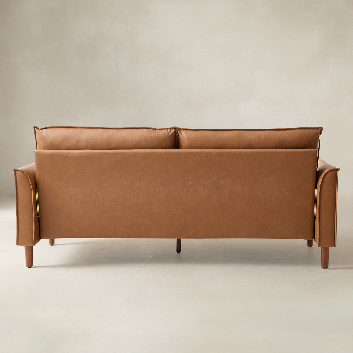 Lira Mid-Century 2-Sitzer aus veganem Leder mit Massivholzbeinen