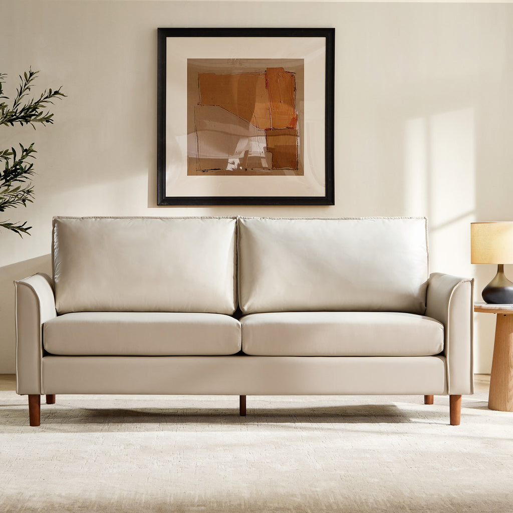 Lira Mid-Century 2-Sitzer aus veganem Leder mit Massivholzbeinen