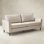 Lira Mid-Century 2-Sitzer aus veganem Leder mit Massivholzbeinen