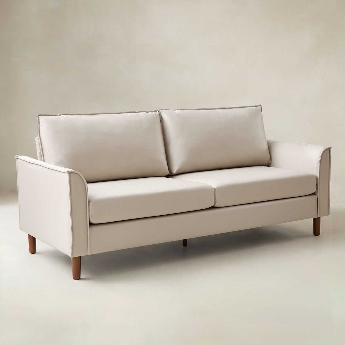 Lira Mid-Century 2-Sitzer aus veganem Leder mit Massivholzbeinen