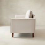 Lira Mid-Century 2-Sitzer aus veganem Leder mit Massivholzbeinen