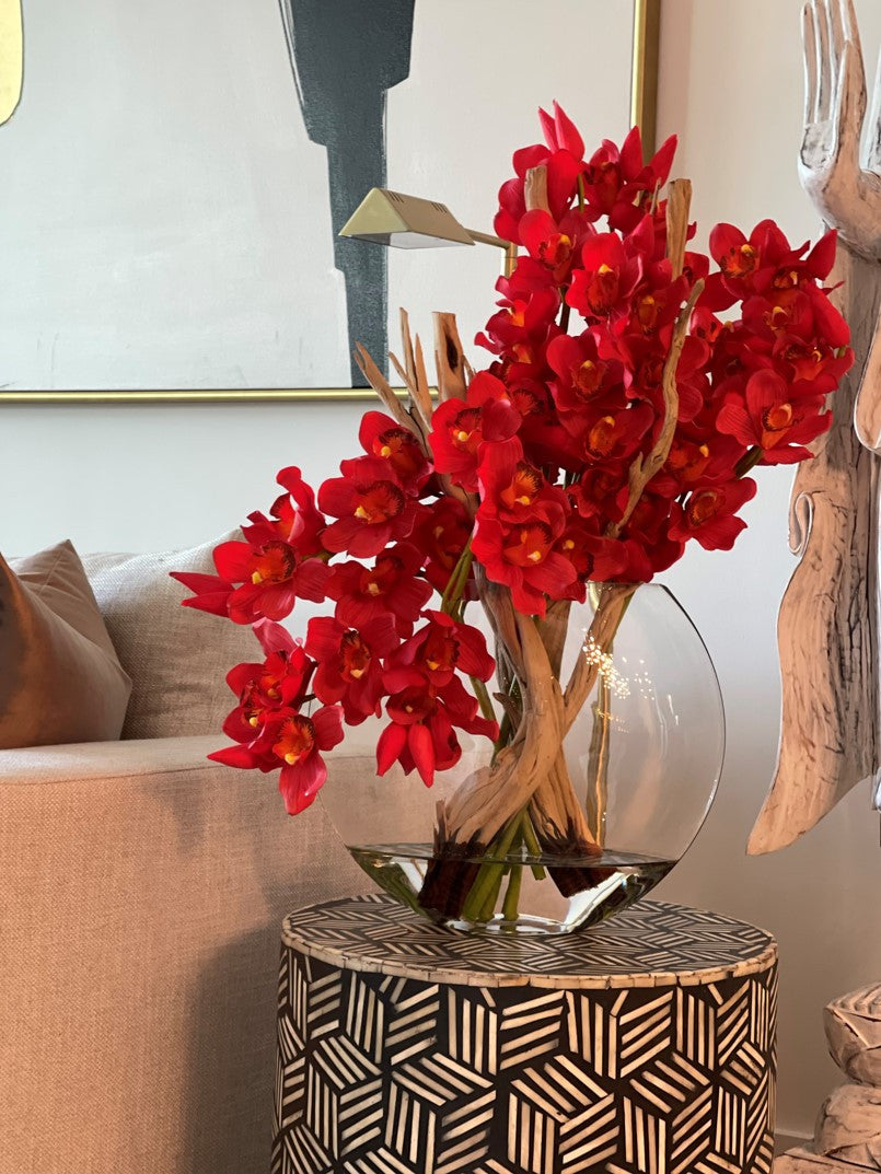 Orchidée Cymbidium | Signature Cannes, rouge