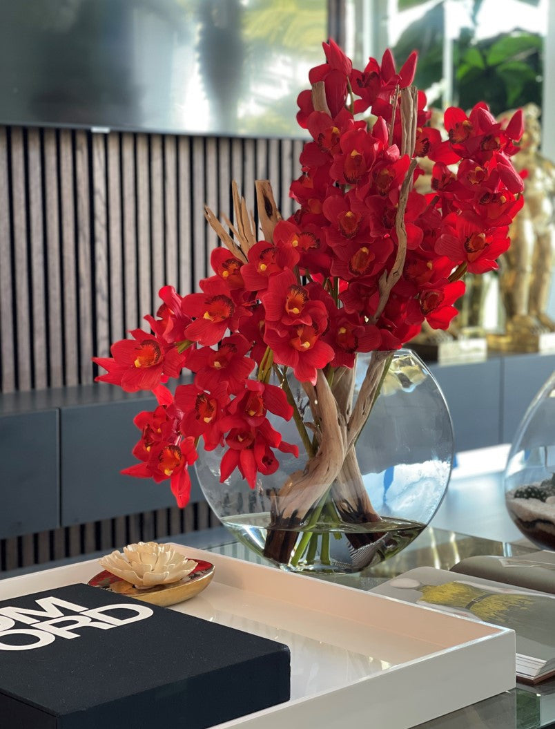 Orchidée Cymbidium | Signature Cannes, rouge