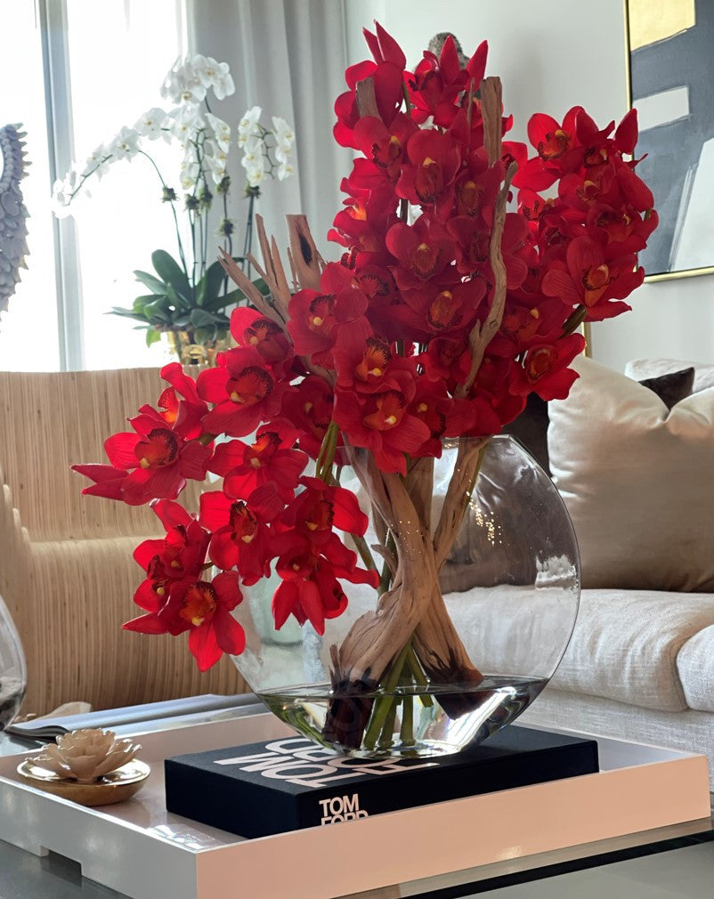 Orchidée Cymbidium | Signature Cannes, rouge