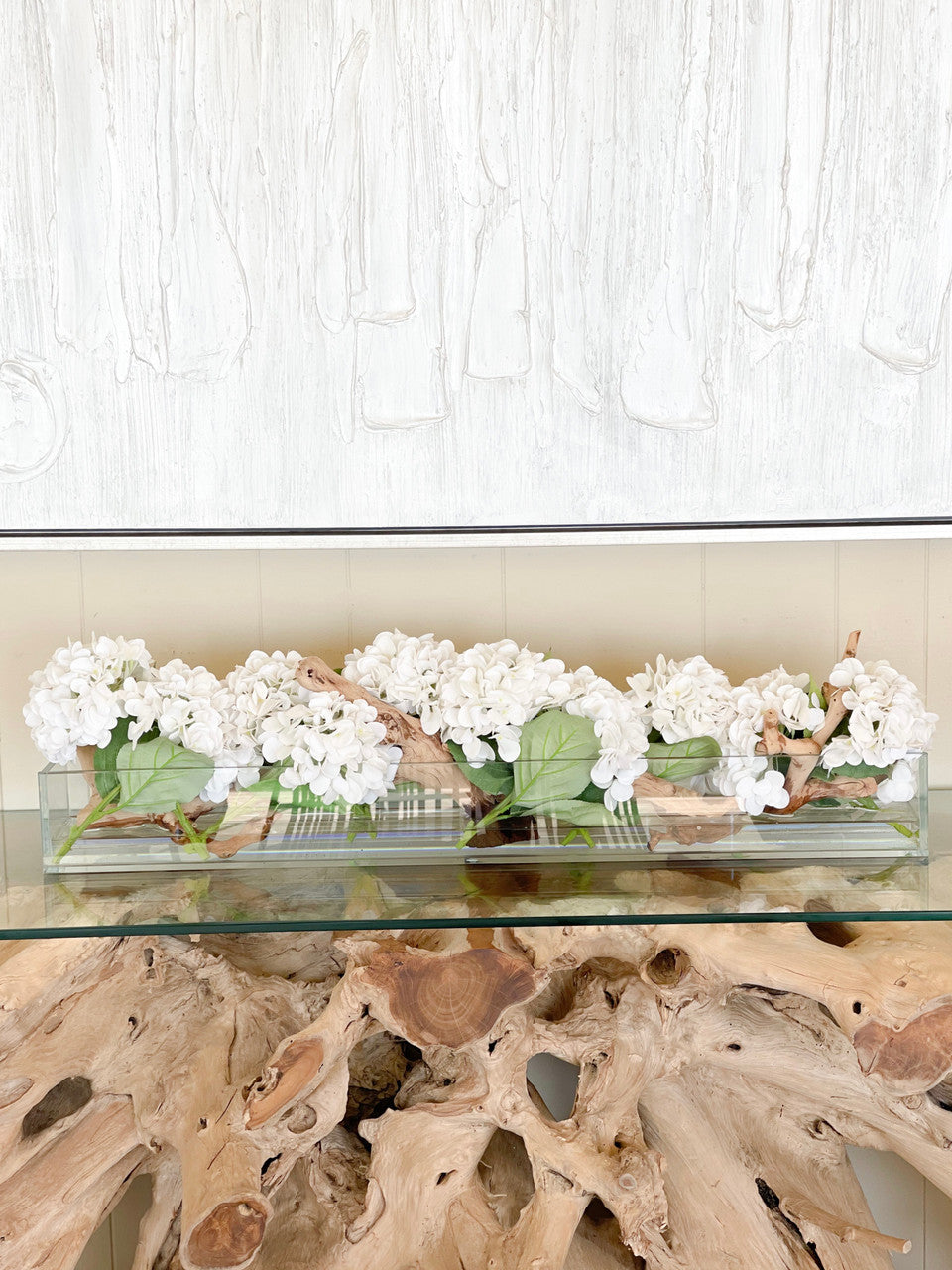 Composition Hortensias 122 cm · Édition Bourgogne, blanc