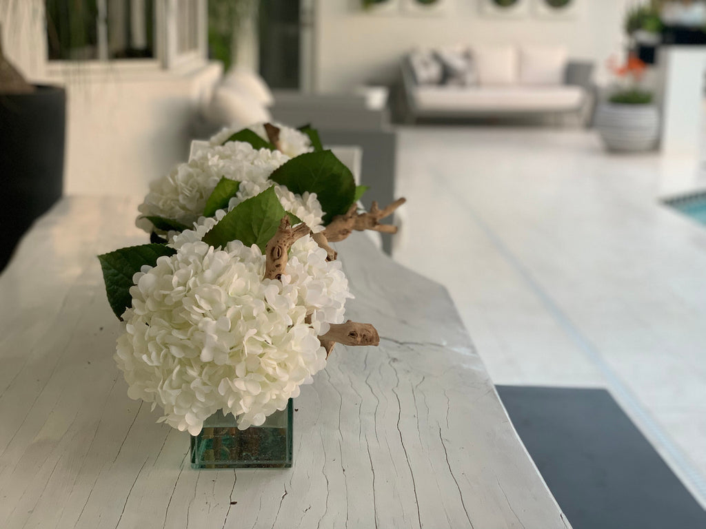 Composition Hortensias 91 cm | Signature Nantes, blanc