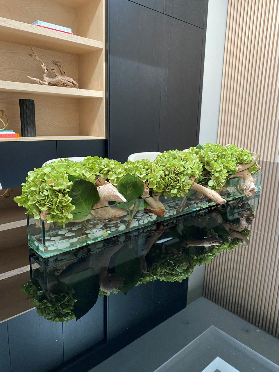 Composition Hortensias — Collection Loire, 122 cm, vert